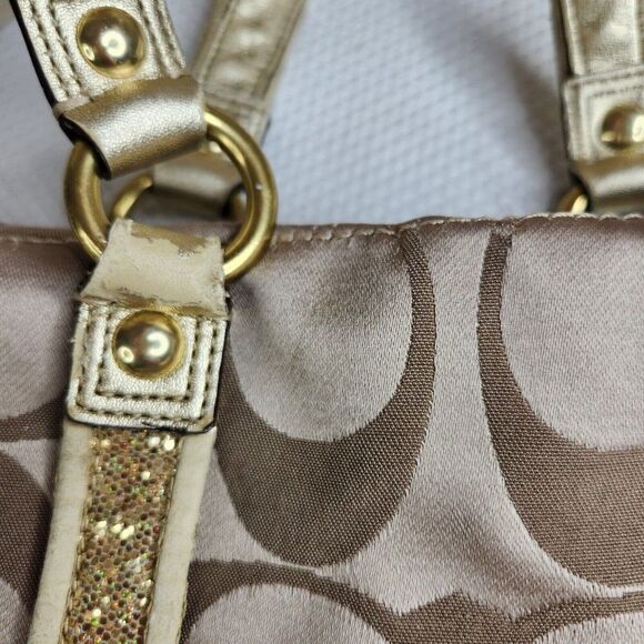 Coach Poppy Applique Gold Multi Crossbody Bag Tote F21101 - Picture 7 of 11